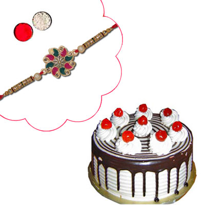 "Zardosi Rakhi - ZR-5060 A (Single Rakhi), Chocolate cake - 1kg - Click here to View more details about this Product